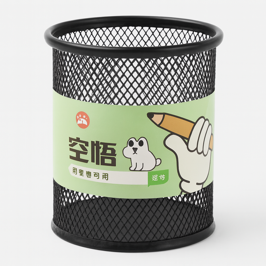 Round Mesh Coloured Pen Holder