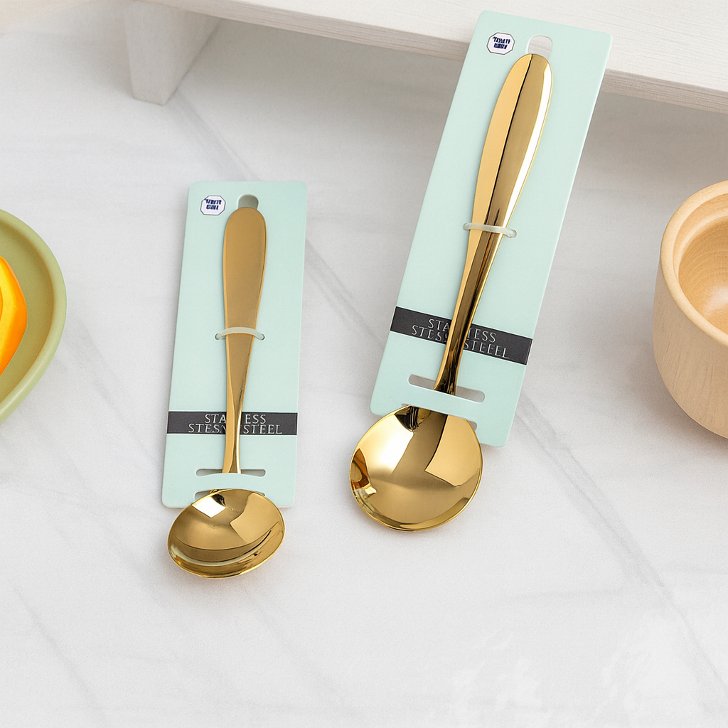 Gold Plated Round Spoon
