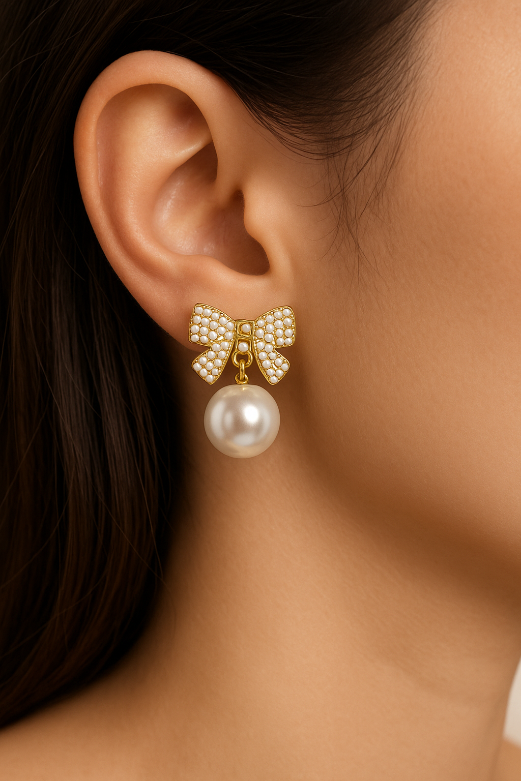 Bow and Pearl Earrings