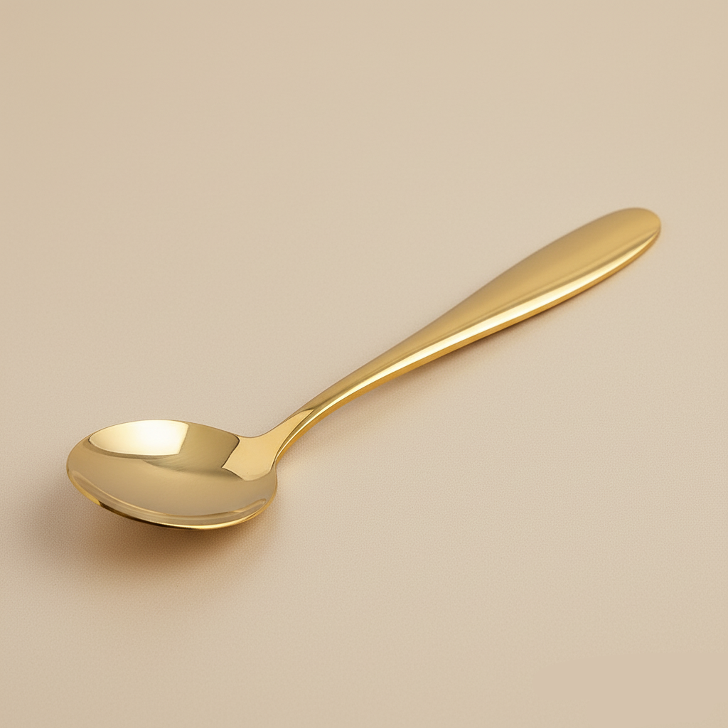 Gold Plated Round Spoon