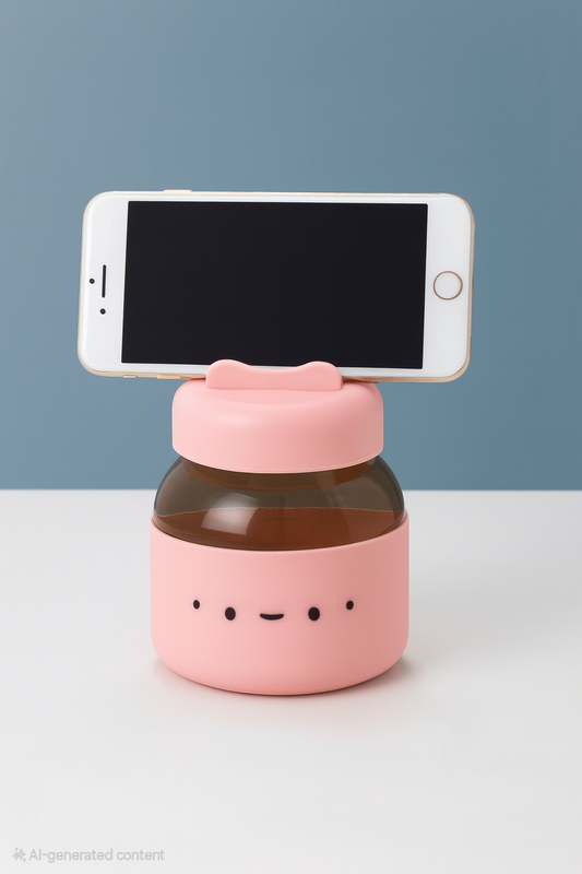 Portable Glass Cup with Phone Holder-300 m