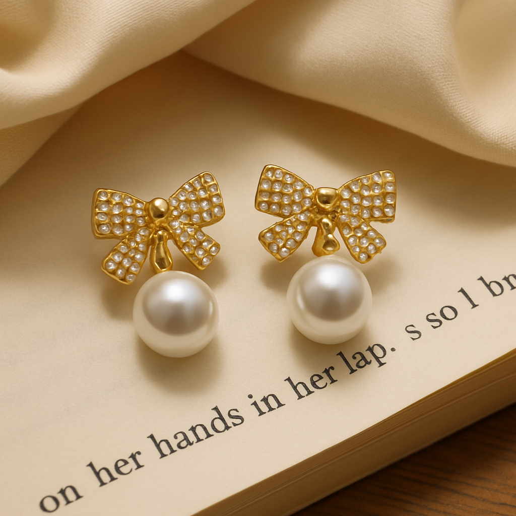 Bow and Pearl Earrings