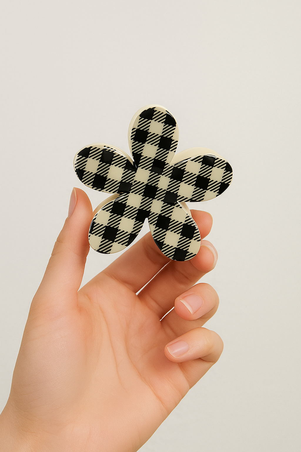 Plaid Flower Claw Clip