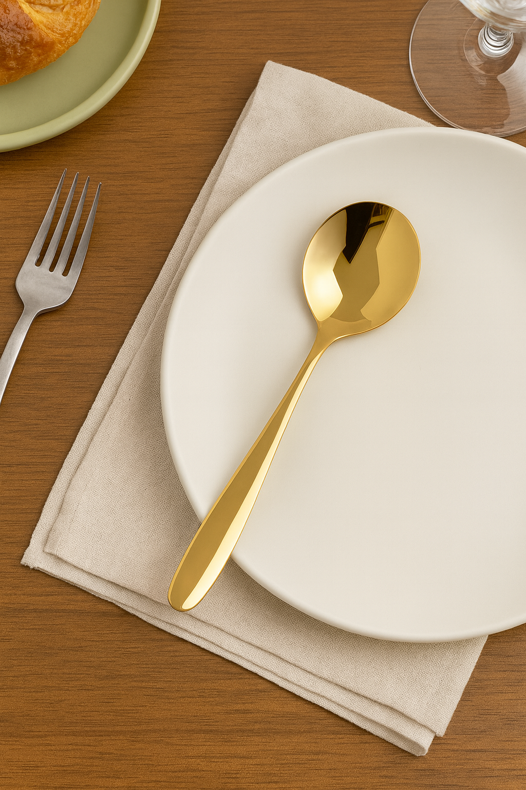 Gold Plated Round Spoon