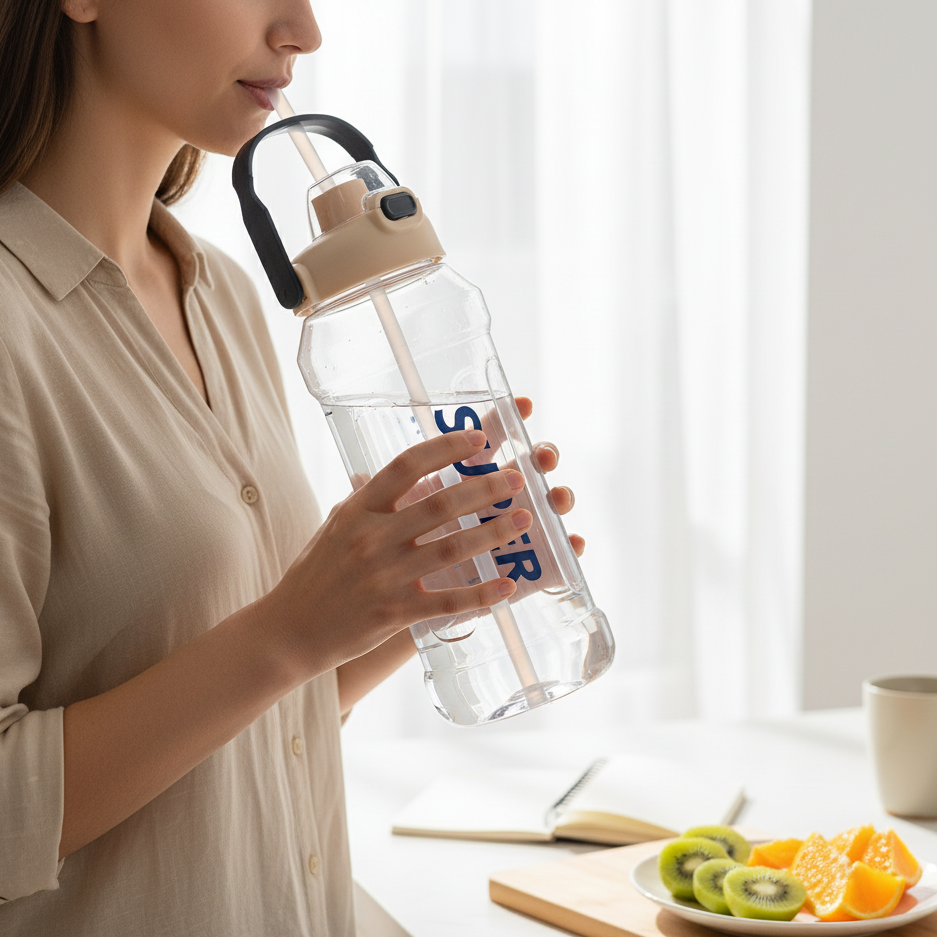 Large Capacity Double Drinking Straw Cup