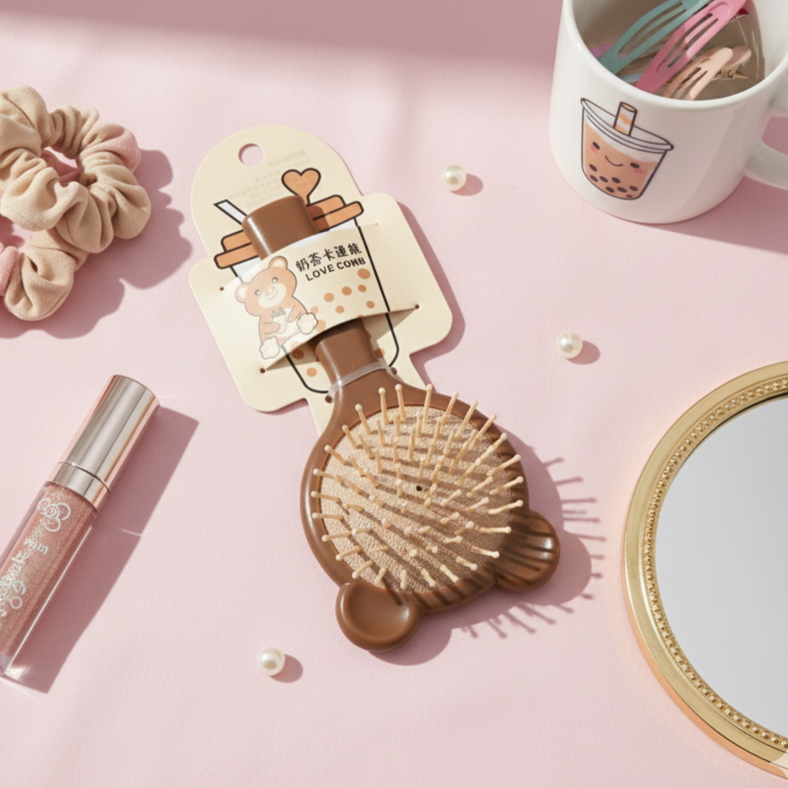 Bubble Tea Colour Bear Airbag Comb