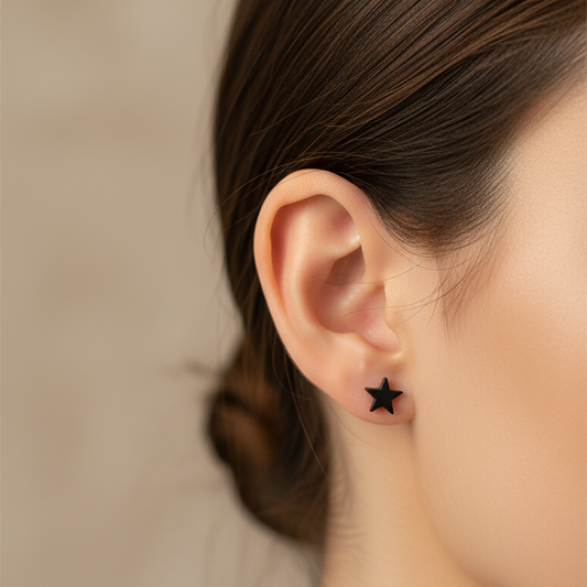 Black Series Hypoallergenic Stud Earrings 12pcs