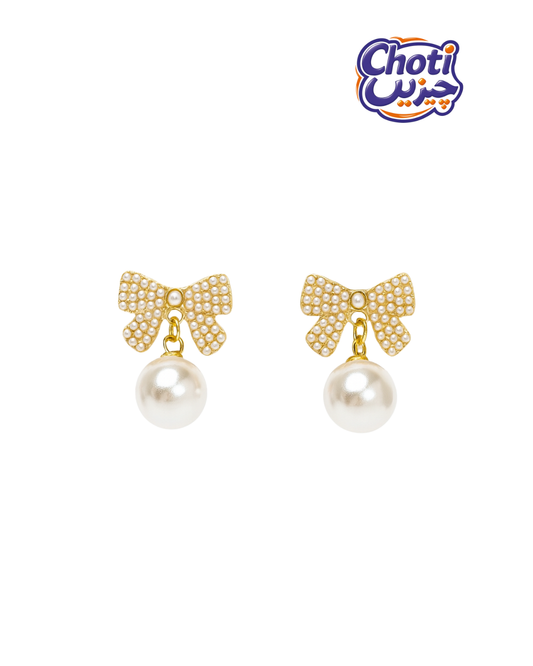 Bow and Pearl Earrings