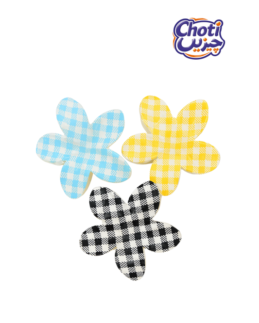 Plaid Flower Claw Clip